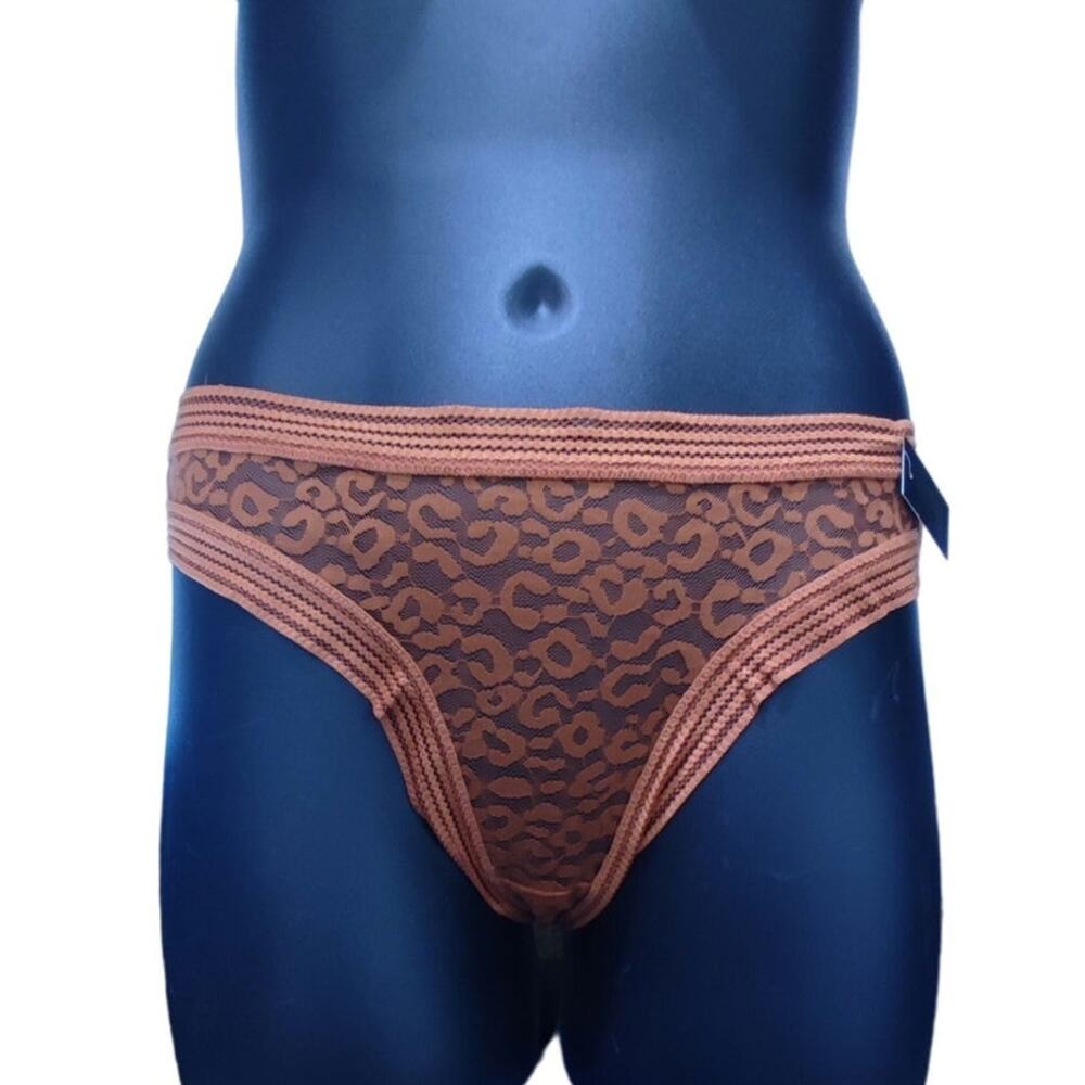 Frederick's of Hollywood Brown Animal Print Burnout Thong Panty Size 1X New
